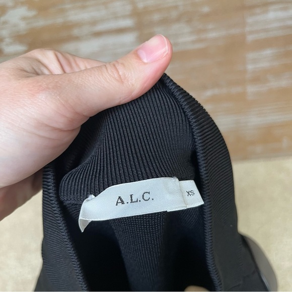 A.L.C. Ponte Knit A Line Skirt Buckle Leather Preppy Career Modern Womens XS - Picture 5 of 7